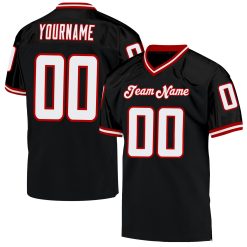 Authentic Football Throwback Custom White-Red Black Mesh Jersey
