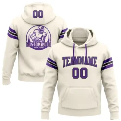 Custom Stitched Cream Purple-Black Football Pullover Sweatshirt Hoodie SS2026835