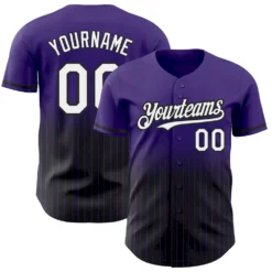 Custom Purple Pinstripe White-Black Authentic Fade Fashion Baseball Jersey SS2026995