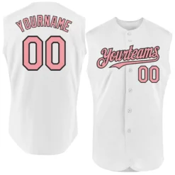 Custom White Medium Pink-Black Authentic Sleeveless Baseball Jersey SS2027105